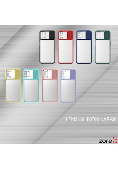 Noktaks - Oppo Uyumlu Oppo A52 - Kılıf Slayt Sürgülü Arkası Buzlu Lensi Kapak - Sarı