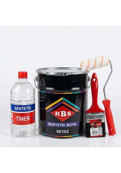 1 Kilogram Hbs Yağlı Sentetik Boya Parmak Rulo 250 Ml Sentetik Tiner 2 No Yağlı Boya Fırça Seti
