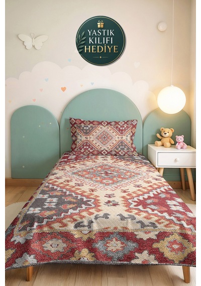 Etnik Kırmızı Desenli Tek Kişilik Dekoratif Pike Takımı - Bohem Geometrik Gri 160x220cm Yatak Örtüsü Kırçıllı Kuşluk Sarmalı Etnik Kırmızı Desenli Tek Kişilik Dekoratif Pike Takımı - Bohem Geometrik Gri 160x220cm Yatak Örtüsü Kırçıllı Kuşluk Sarmalı