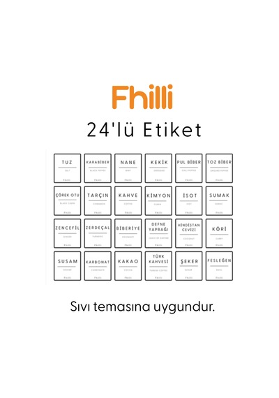24'lü Sıvı Temasına Uygun Yıkanabilir Baharatlık Etiketi Diğer