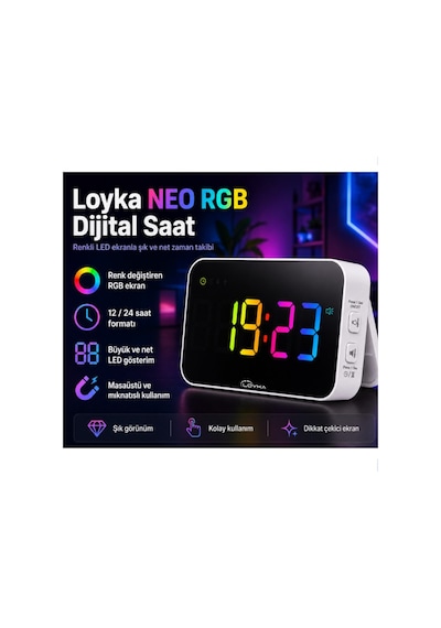 Loyka Neo Rgb Mini Renkli Dijital Led Duvar Ve Masa Saati