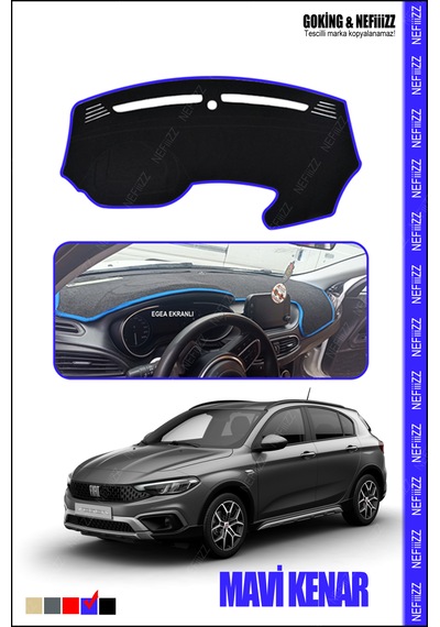Fiat Ega Cross Torpido Koruma Halısı Yeni Tasarım Araca Özel Üretim Mavi