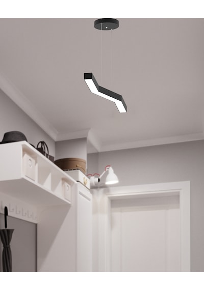 Gabbiano Siyah Kasa, Sarı Işık Modern Sarkıt Led Avize Siyah