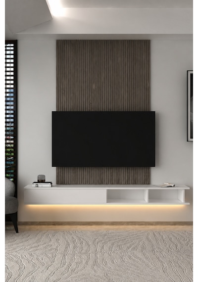 180dhdxtdalb Mono Led Işıklı Duvara Monte Tv Sehpası Beyaz