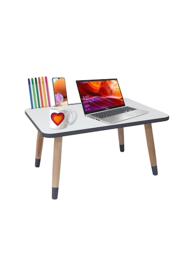 Liva Ahşap Laptop Tablet Bilgisyar Ve Kahvaltı Sehpası Çalışma Masası Beyaz