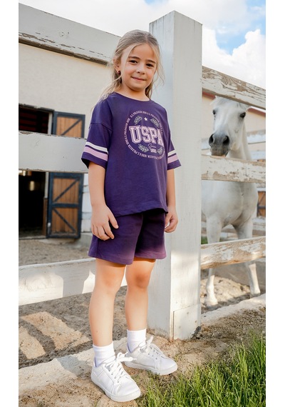 U.s. Polo Assn. 2501 %100 Pamuk Cepli Kız Çocuk Şort Pijama Takım Mor