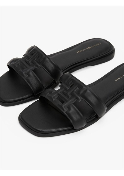 Tommy Hilfiger Th Logo Strap Mule Kadın Siyah Sandalet - Fw0fw08671