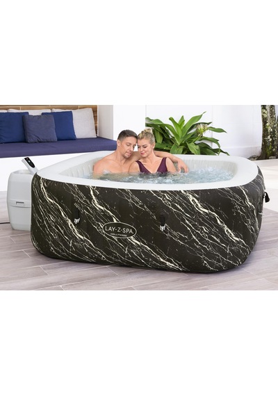 Lay-z-spa 6001f Hollywood Energy-efficient Luxe Airjet Şişme Spa Havuzu, Led Işıklı, 4-6 Kişilik Siyah