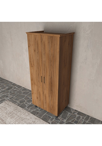 Soft Wood 2 Kapaklı Masif Ahşap Gardırop Ceviz