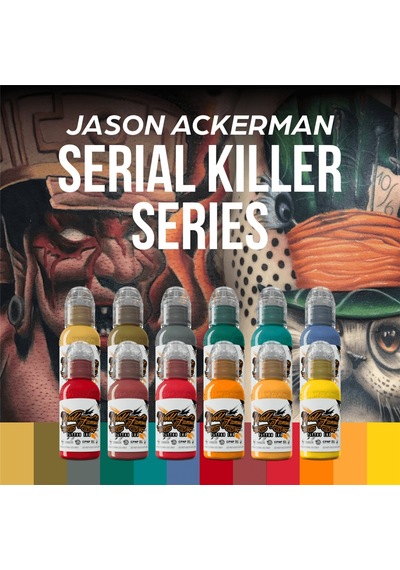Jason Ackerman Serial Killer 12'li Dövme Boyası Seti - World Famous Ink Dövme Boyası - 1oz/30ml