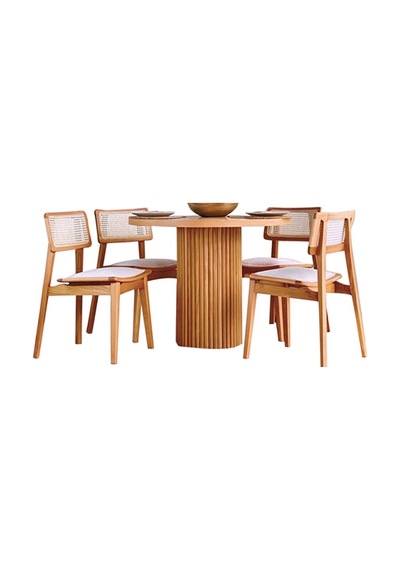 Athena İskandinav Natural Ahşap Masa Sandalye Takımı 100x100 Natural