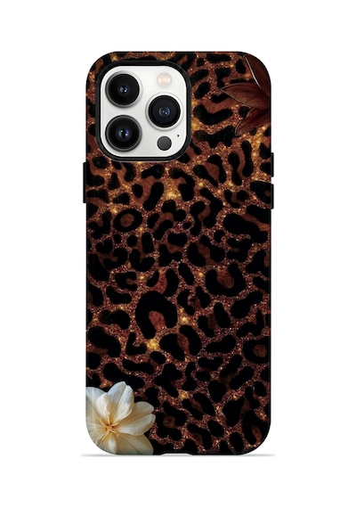 Velvoria Valestra Koyu Leopar Çiçek Apple iPhone Uyumlu 14 Pro Darbe Korumalı Kılıf Valestra Select - Koyu Leopar Çiçek