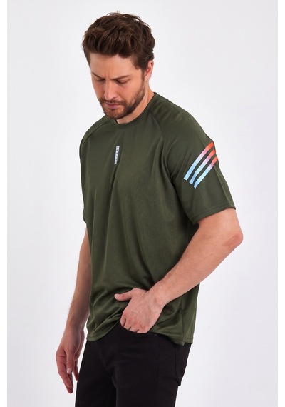 Genius Store Store Erkek Spor Tişört Baskılı Fitness, Antrenman Fit T-shirt Haki