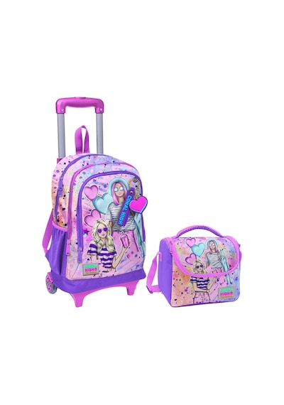 Coral High Pembe Mor Fashion Girl Işıklı Tekerlekli Okul Çantası Ve Beslenme Seti - Kız Çocuk