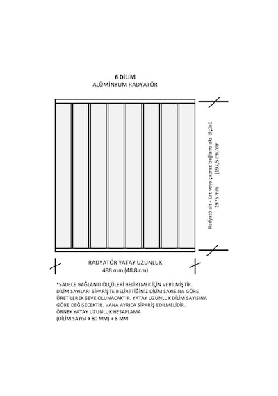 Alüminyum Panel Radyatör Klasik 2000x6 Ral 9010 Kırık Beyaz