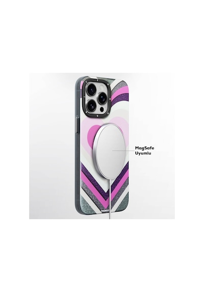 Apple Uyumlu iPhone 14 Pro Max Kılıf Magsafe Şarj Özellikli Youngkit Star Dazzle Serisi Kapak Pembe