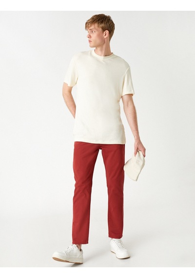 Koton Basic Gabardin Pantolon Düğmeli Bordo 3wam40048hw 3WAM40048HW462 Bordo