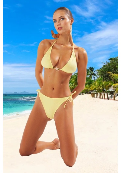 Ersefa Tasarım Bikini Takımı Yaz Koleksiyonu Plaj Ve Havuz İçin Premium Sarı