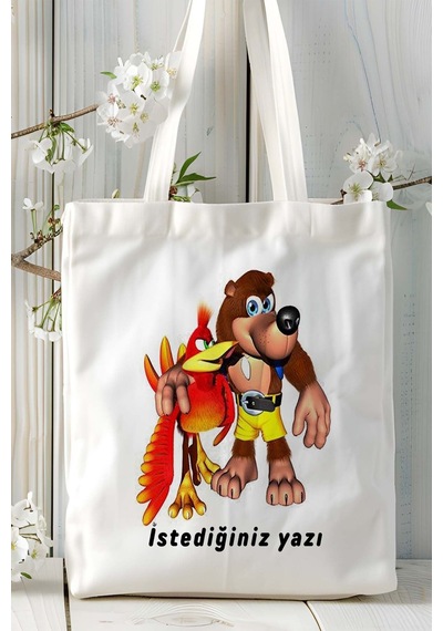 Art Hediye Banjo-kazooie Oyun Baskılı Bez Çanta Omuz Çantası Model 1 Çok Renkli