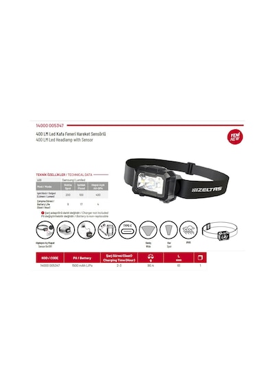 İzeltaş Led Şarjlı Kafa Feneri 400 Lm 14000005347