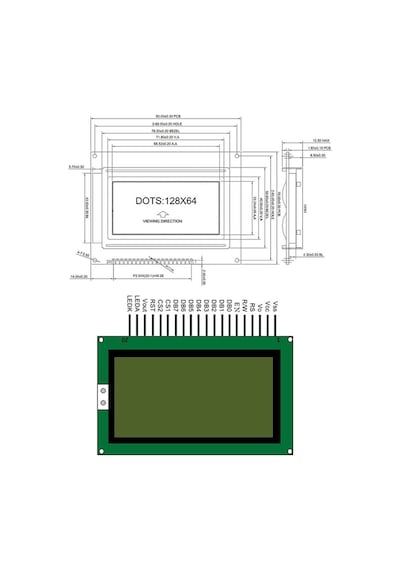 2.9 Inch 12864b V2.0 Mavi Glcd Modül Spi 5v 128x64 Pixel Grafik Lcd Display Ekran