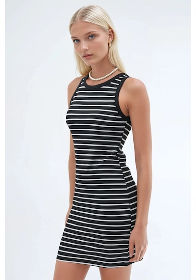 Hiccup Bisiklet Yaka Bodycon Mini Elbise Ellie Collection Siyah 02