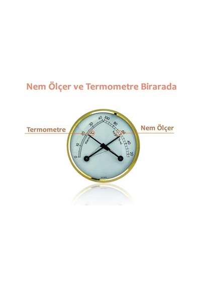 Mekanik Mini Oda Termometre Nem Ölçer, Beyaz