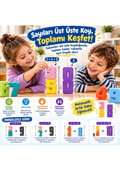 Sayıkule Eğitici Matematik Seti Renkli Sayı Dizme Ve Toplama Oyuncağı