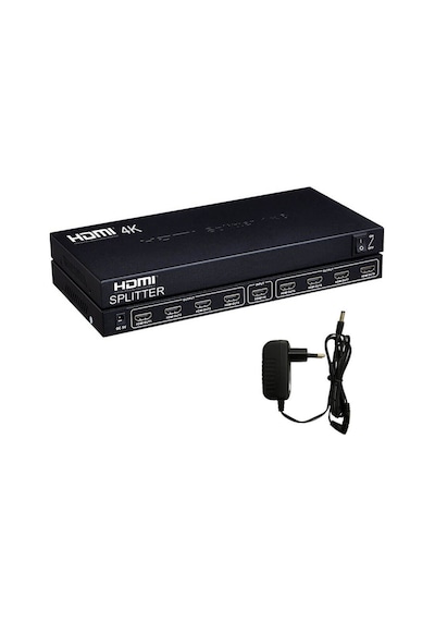 Wozlo 8 Port 4k Hdmı Splitter Görüntü Ses Çoklayıcı Ultra Hd Adaptörlü Metal Kasa - 1 Giriş 8 Çıkış