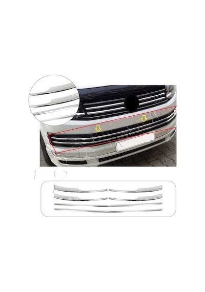 Volkswagen Transporter T6 Uyumlu Krom Ön Tampon Çıtası 6 Parça Paslanmaz Çelik