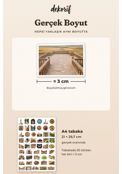 Mardin Sticker Seti 100 Adet - Taş Evler İrok Telkari Gerçekçi Ajanda Journal Defter Laptop Çıkartma Çok Renkli