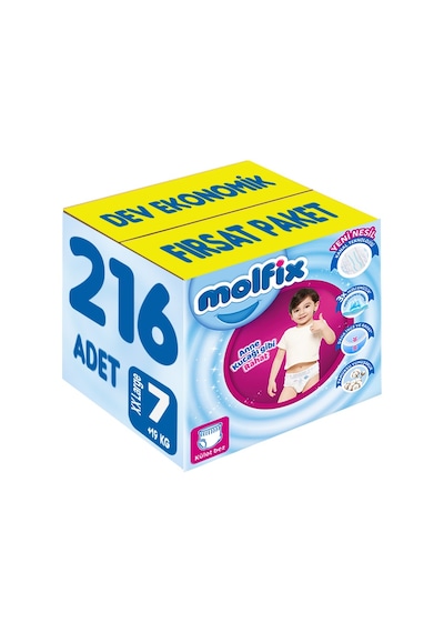Molfix Külot Bebek Bezi Beden:7 19+kg Xx Large 216 Adet 7 Numara 8'li