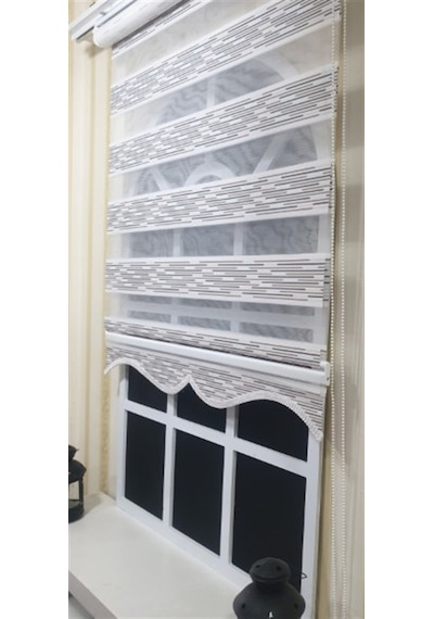 Zebra Stor Perde Efektli Etek Dilimli St 033 Ekru