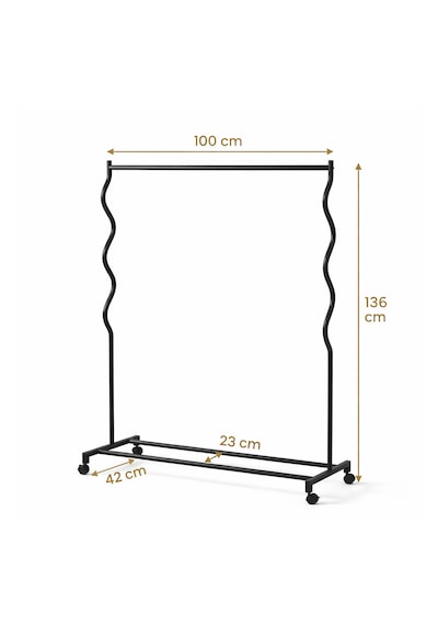 Modern Lüks Desenli Metal Tekerlekli Konfeksiyon Askılığı Kıyafet Askısı Stand Altın