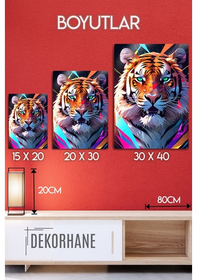 Metal Parlak Baskı - Tiger, Kaplan Dekoratif Tablo