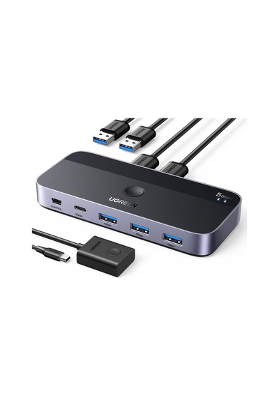 Usb Anahtarı 2pc 3.0 Switcher C 2'si 4 Çıkışlı, Masaüstü Denetleyicisi Kvm 2 A'dan A'ya Kablolu Alüminyum Muhafaza