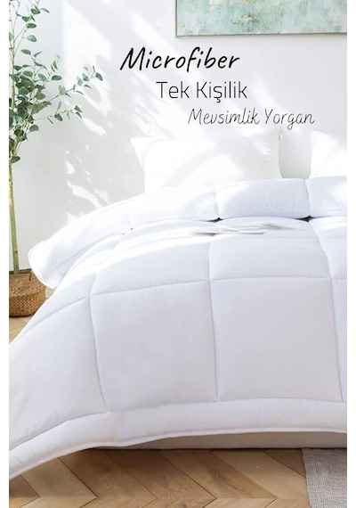 Microfiber Tek Kişilik Yorgan Kapitone Yıkanabilir Mevsimlik Micr