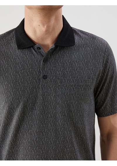 Lcwaıkıkı Classic Siyah Polo Yaka Merserize Görünümlü Erkek Tişört