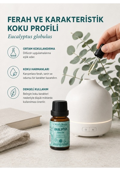 Minia Bahçe Bitki Ve Sanat Atölyesi Okaliptüs Uçucu Yağı Saf ve Katkısız Bitkisel Uçucu Yağ 10 ML