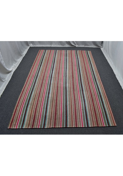 El Dokuma 5m2 Rengarenk Bukleli Pamuklu Kilim 6396