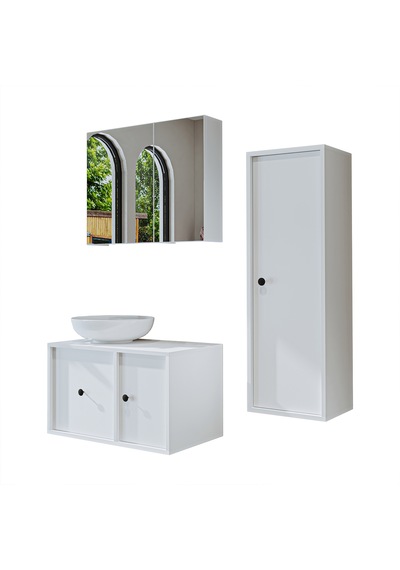 Lavabolu Mdf 75 Cm Çekmeceli Gusto Banyo Dolap + Aynalı Dlp Beyaz Mat Beyaz Lavabolu Mdf 75 Cm Çekmeceli Gusto Banyo Dolap + Aynalı Dlp Beyaz Mat Beyaz