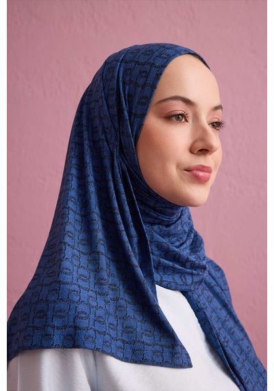 Imannoor Dokuma Noor İndigo Supreme Şal 70x175 İndigo