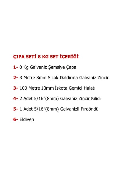 Tekne Ve Şişme Bot İçin Hazır Çapa Seti 8kg Şemsiye Çapalı