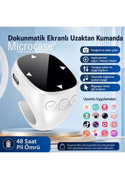Bluetooth Kumandalı Uzaktan Kontrol Tiktok Kaydırma Kamera Ve Sayfa Çevirme Özellikli Yüzük Siyah Al5767