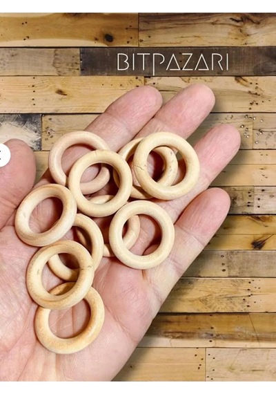 Flea Market 10 Adet 3cm Ahşap Perde Halkası Çok Renkli