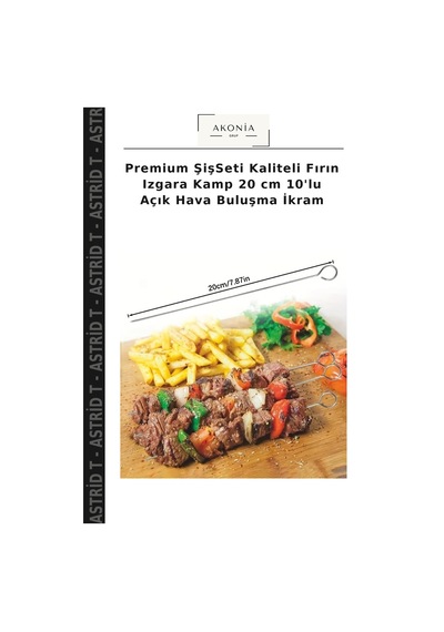 Premium Şişseti Kaliteli Fırın Izgara Kamp 20 Cm 10'lu Açık Hava Buluşma İkram