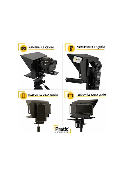 Pratic Teleprompter PRO Set – Bluetooth Kumanda ve Taşıma Çantası Yerli Üretim