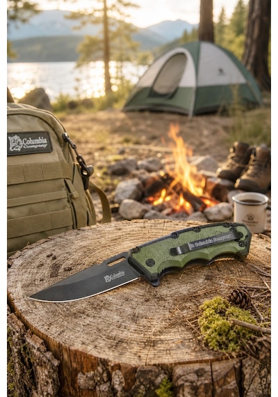Columbia Fst-3065-b Kamp Bıçağı Katlanır Outdoor Avcı Çakısı Acil Durum Survival Siyah
