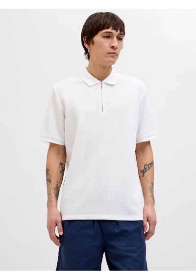 Jack & Jones Jjeaustın Zıp Polo Ss Noos White White