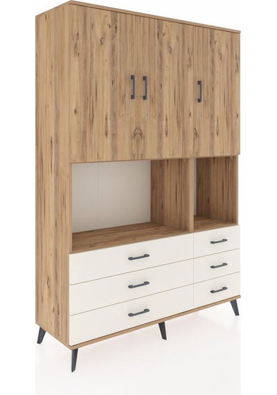 Hyperion Dolap 6 Raflı 6 Çekmeceli 3 Kapaklı 132x44x195 Çam-ç... Çam